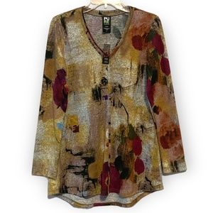Pure Essence Urbanology NWT Floral V-Neck Soft Tunic Top Small S